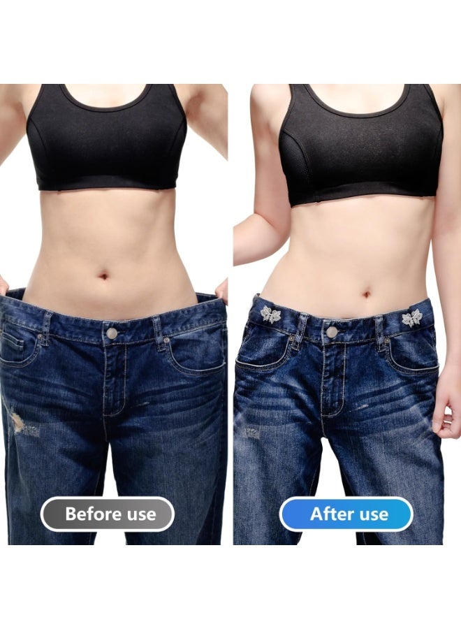 ChicAbode مجموعة من 6 قطع لتضييق خصر البنطلون، دبابيس أزرار على شكل فراشة للجينز الفضفاض، مشبك خصر قابل لإعادة الاستخدام، بروش لؤلؤي للملابس والتنانير والفساتين، إكسسوارات تزيين بدون خياطة - Image 3